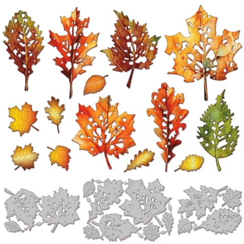 GLOBLELAND Stanzformen Mit Gebrochenen Herbstblättern Zum Gestalten von Karten, Metall, Gebrochene Herbstahornblätter, Stanzformen, Vorlagen Für Scrapbooking, Journale, Papierbasteleien, Dekoration