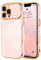 LCHULLE for iPhone 13 Pro Max Case for Women Girls,Cute Curly Wave Frame Shape Love Heart Pattern Phone Case,Raised Camera Protection Plating Shockproof Cover for iPhone 13 Pro Max 6.7,Nude Pink