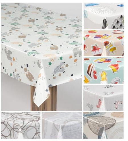 laro Wachstuch-Tischdecke Wachstischdecke Gartentischdecke, Muster:Schäfchentraum Kinder, Größe:100x140