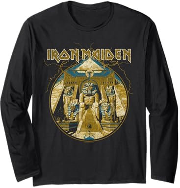 Iron Maiden - Lightning Circle Gold Black Long Sleeve T-Shirt
