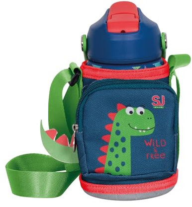 Botella térmica de 350 ml con pajita y portabotellas SJ Gang/Seven (dinosaurio)