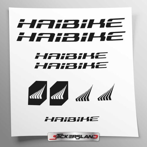 Aufkleber-Set kompatibel mit Rahmen MTB Mountainbike und Helm | Decals Aufkleber für Fahrrad Schriftzug Logos | Stickersland® - Haibik (schwarz glänzend)