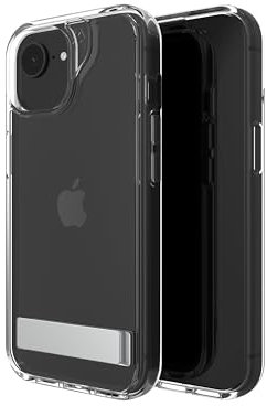 ZAGG Crystal Palace Schutzhülle mit Ständer für iPhone 16e/15/14/13, kristallklar, 4 m Fallschutz, Vergilbungsschutz, Graphenverstärkt, kabelloses Laden, kompatibel, kratzfest