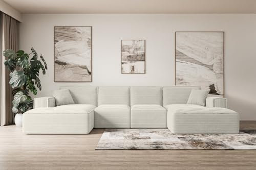 ALTDECOR Ecksofa in U-Form Corner Sofa Bett Eckcouch Couch L-Form Wohnlandschaft Cauchsofa Sierra-U - 344x165x73 cm Hellgrau