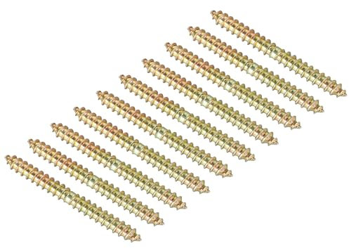 TOP-VIGOR 12Pcs M5x50mm Double Ended Self-Tapping Thread Wood to Wood Dowel Screws