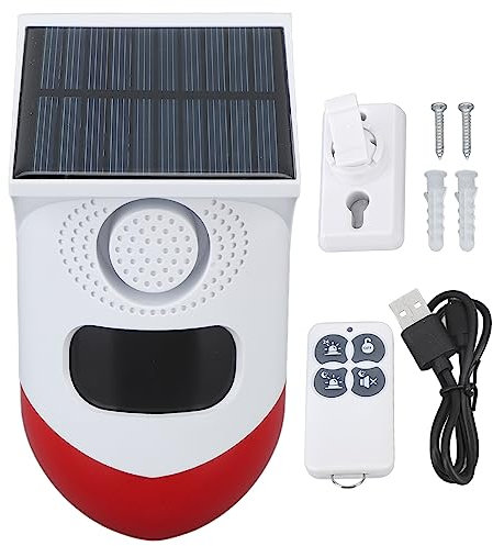 Alarme à détecteur de Mouvement, sirène d'alarme extérieure avec télécommande, détecteur de Mouvement Sensible, Lampe Clignotante pour Ferme extérieure