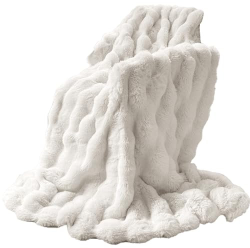 HWXZUUO Coperta inverno termico addensato a doppia facciale da 51x63 poliestere coperte coperte di colore solido per il divano del divano del sede per ufficio, bianche, bianche