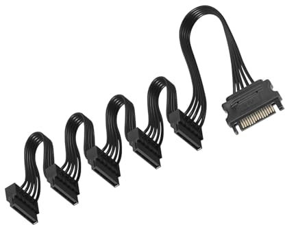 GERUI Festplatte 15PIN SATA Kabel, männlich 15 Pin SATA zu weiblich 5 SATA serielle Kabel Splitter Kabel gelten für HDD, SSD, optische Laufwerke Sata Kabel (1)