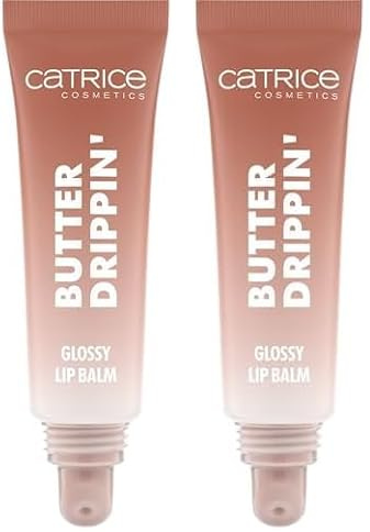Catrice Butter Drippin' Glossy Lip Balm, Nr. 020, Nude, feuchtigkeitsspendend, pflegend, glänzend, strahlend frisch, vegan, ohne Parabene, ohne Mikroplastikpartikel, Nanopartikel frei, 2er Pack (10ml)