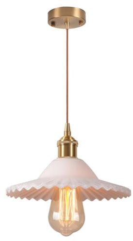 DLGLOLIN Suspension Luminaire Moderne en Verre Blanc, Lustre Vintage en Laiton Intérieure Lampe Suspendues E27 Plafonnier pour Salon Salle à Manger Chambre Cuisine
