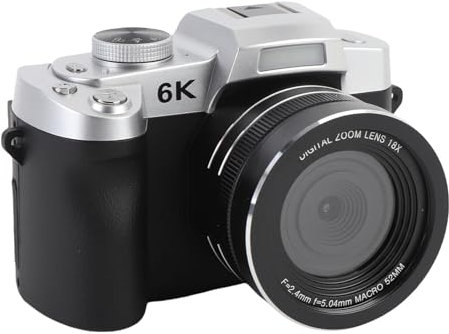 Fotocamera Digitale, Videocamera WiFi Autofocus 6K 84MP UHD, con Zoom 18x, 3 in Schermo di Lancio a 180 °, Luce di Riempimento a LED Integrata, per Fotografia di Viaggio (BLACK)