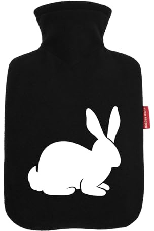 Huuraa Wärmflasche Hase Kaninchen Silhouette Geschenk | Veloursbezug Geschenkidee mit Motiv Auslaufsicher mit waschbarem Bezug