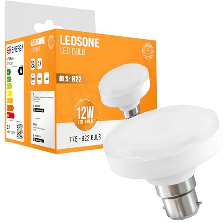 Bayonet LED Bulb, T75 R50 Reflector 12W (100W Equivalent) Cool White 6400K Non-Dimmbale 12000lm,B22 Flat SES LED Spotlight Bright Bulb Wide Angle Home Decoration [Energy Class A] - Pack of 1