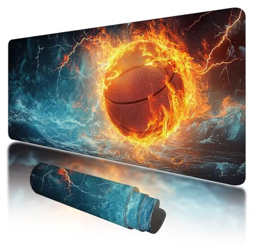 Mauspad XXL, 800 x 300 mm Gaming Mauspad Basketball, Gaming Mousepad Groß mit rutschfeste Gummibasis, XXL Mousepad Fantasie Wasserdicht und rutschfeste, Großes Schreibtischunterlage für Office, O-71
