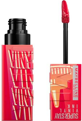 Maybelline New York Super Stay Vinyl Ink Sauce Edition, Flüssiger Lippenstift für 16H Halt & Vinyl-Glanz, Wischfeste Farbe ohne Abfärben, Nr. 210 Pomodoro, 1 Stk.