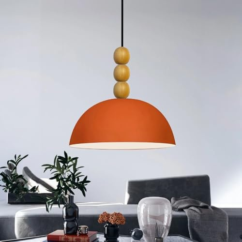 bamyum Lipeo Hängelampe Ø40 cm, Pendelleuchte Vintage, Industrial aus Metall E27, Wohnzimmerlampe Hängend, Esstisch, Küchenlampe Orange