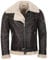 Hollert Herren Bomberjacke B16 Rocky Sylvester Style Winterjacke 100% Merino Felljacke Lederjacke Fliegerjacke Größe M, Farbe Model 1 - Espresso/Weiß