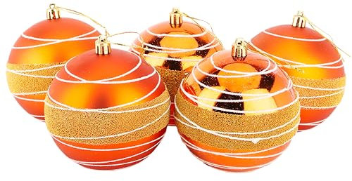 Christmas Concepts® Pack of 5-100mm (4) Large Baubles - Shiny, Matte & Bead Design - Christmas Decorations (Copper & Gold)