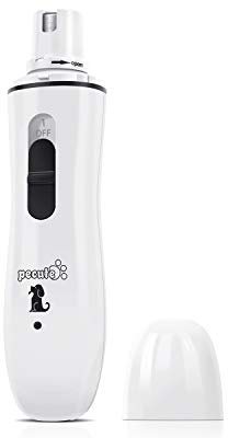 pecute Dog Nail Grinders, 50 DB Ultra Quiet Electric Nail File With 2 Speeds Fast Clipping, Quick USB Charging, Long Working Time Pet Claw Trimmers for Small to Medium Dogs Cats(White)
