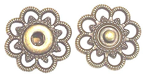 5 Druckknöpfe zum Annähen Metall altgold 25mm nickelfrei