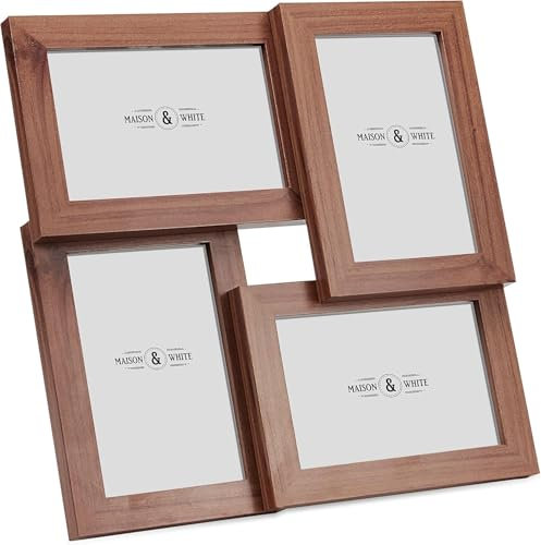 Aperture Photo Frame 6 x 4” | Picture Wooden Photograph Frames | 4 Multi Picture Frame | Free Standing or Wall Mounted | M&W (Oak Effect)