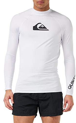 Quiksilver All Time Ls T-Shirt de Surf à Manches Longues Rashguard Maillot dermoprotecteur, Blanc, L Homme
