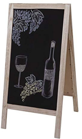 XL Werbetafel HWC-C17, Aufsteller Kreidetafel Kundenstopper, 2 Schreibflächen klappbar, 100x50cm - naturfarben