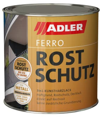 ADLER Ferro Rostschutz - RAL9006 Weißaluminium 750 ml - Dekorative, beständige Rostschutzfarbe für Eisen, Stahl, Zink und Aluminium im Innen- und Außenbereich - restrostverträglich mit Grundierwirkung