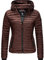 MARIKOO leichte Damen Übergangsjacke kurz mitteldick gefütterte Steppjacke mit Kapuze Samtpfote Chocolate Gr. XS