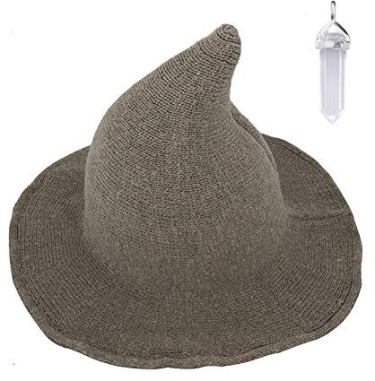 YAMEE Hexenhut für Damen Halloween Harry Potter Hexe Hut Faltbare Kopfbedeckung Karneval Fasching Masquerade Cosplay Cap mit Weiße Kristallkette