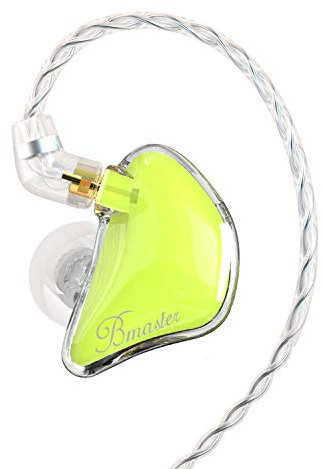 BASN Bmaster Noise Isolating in Ear Monitor Earphones, 1BA+2DD Hybrid Balanced Armature Driver IEM Headphones with Two Detachable MMCX Cables (Yellow)