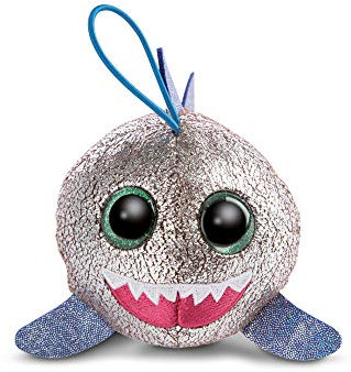 NICI 46874 NICIdoos BallBies Hai mit Loop 9 cm – Kuscheltier Hai für Kinder & Erwachsene ab 3 Jahren – Gemütliches Schmusetier mit großen Glitzeraugen zum Spielen, Sammeln & Kuscheln