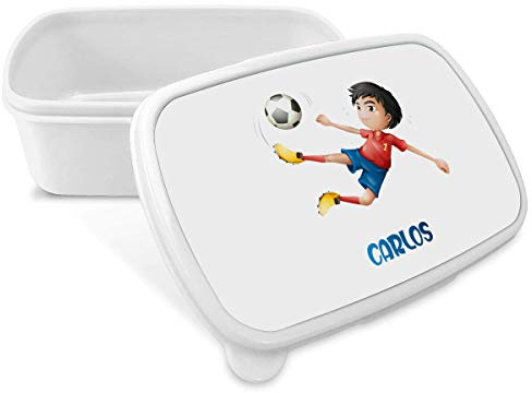 SAQUITOMAGICO Fiambrera/Caja de Merienda Personalizada con Nombre y/o Texto opcional.Diferentes diseños a elegir (FUTBOLISTA)