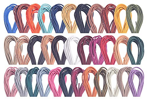 KONMAY Cordon Rond en Cuir véritable - 46 m - 10 Couleurs - 2,0mm