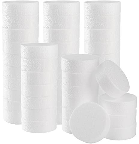 ZOOFOX 48 Pack Foam Circles for Crafts, 3 Inch Polystyrene Foam Discs, Round Craft Foam for DIY Arts, Sculpture, Modeling, Kids Class, Floral Arrangement