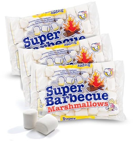Mr. Mallo Super Barbecue Marshmallows | Schaumzucker-Ware | Mäusespeck | insgesamt softe Süßigkeit für Barbecue, Lagerfeuer oder zum Grillen (3x 300 g)