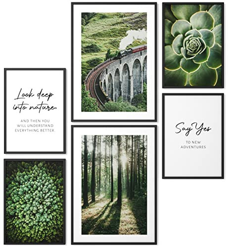 Papierschmiede® Mood Poster Set Green Explorer, Bilder Wohnzimmer Deko Schlafzimmer, 2x DIN A3 (ca. 30x42) und 4x DIN A4 (ca. 21x30), Reisen Natur Abenteuer Grün - Wandposter ohne Rahmen