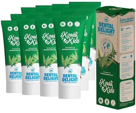 DENTAL DELIGHT Koala Kiss Zahnpasta, Vegane Zahnpasta mit Geschmack, Zahncreme (Eukalyptus, 12er Pack)