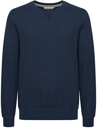 11 Project Egron Herren Sweatshirt Pullover Pulli meliert mit Rundhals-Ausschnitt aus 100% Baumwolle, Größe:L, Farbe:Dress Blues (194024)