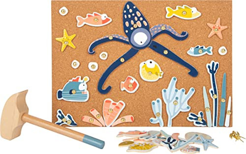 Small Foot Sea Life Hammer Game, wood, with large selection of motif elements, incl. cork board, Prod. No. 12263