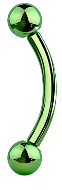 Jewel Barrel Augenbrauen Banane Piercing Curved Barbell Ohrringe Helix Daith Chirurgenstahl Körperschmuck 16g (1,2 mm) 6mm / 8mm Stablänge mit Kugeln (Green, 6)