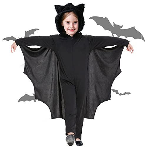 Capaneus Déguisement Ailes de Chauve-souris Enfant Costume chauve souris halloween avec Cape et Gants Déguisement Chauve-souris Vampire pour fille