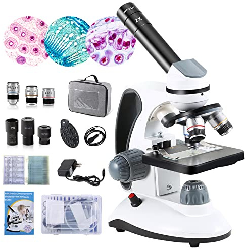 40X-2000X Microscopes for Kids Students Adults, with Microscope Prepared Slides 30p, Microscope Accessories, Phone Adapter, Wire Camera Shutter, Microscopes for School Laboratory Home Education