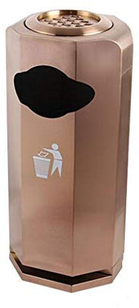 Cenicero de pie, cesto de Basura, cesto de Basura, cesto de Basura de Diamante, Cubo de Basura de Acero Inoxidable para la Oficina del vestíbulo del Hotel (Oro Rosa)