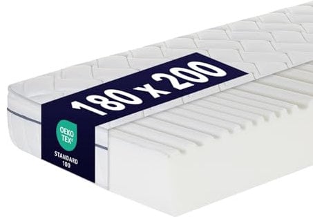 Ortho-Relax Matratze 180x200cm, 23cm hoch, Bett Härtegrad H4 & H5, 100 Nächte Probeschlafen, wendbare Matratze mit weicher & Fester Seite, Wendematratze 7-Zonen-Komfortschaum-Matratze, Öko-Tex 100