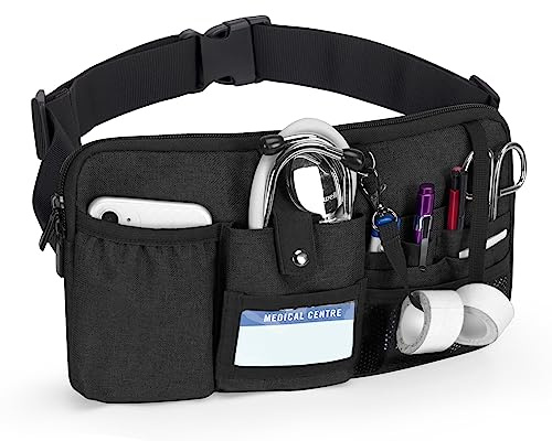 Trunab Multifunktionale Krankenschwester Gürteltasche, Schwarz | Mit Werkzeugtaschen, Klebebandhalter und Verstellbarem Hüftgurt, für Krankenschwester, Arzt und Krankenpflegeschüler