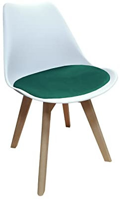 HTI living Stuhl Atlanta Weiß, Velvet Grün Esszimmerstuhl Kunststoffschale Samtbezug Holzfüße 1-teilig