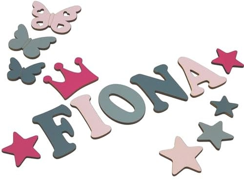 Holzbuchstaben I Türbuchstaben, Buchstaben personalisiert I Kinderzimmer I Deko Kinderzimmertür Dekoration I Geburtsgeschenk Taufgeschenk I Taufe Geburt Geschenk Jungen Mädchen (Farbmuster FIONA 7cm)