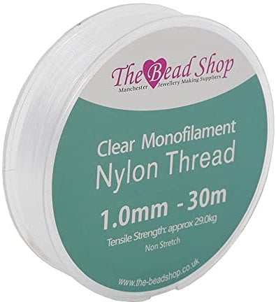 Transparenter Nylonfaden, 1 mm, unsichtbare Schnur zum Aufhängen von Dekorationen, Nähen, Perlenstickerei, starker, nicht dehnbarer Nylondraht, 29 kg Zugfestigkeit, 30 m Spule