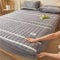 Spannbetttuch Bettlaken FüR Boxspringbett Topper120 x 200 cm 3 Stück, Baumwolle dick kariert weich gesteppt Kissenbezug, Matratzenbezug, Tagesdecke für Wohnung, Gastfamilie, hellgrau